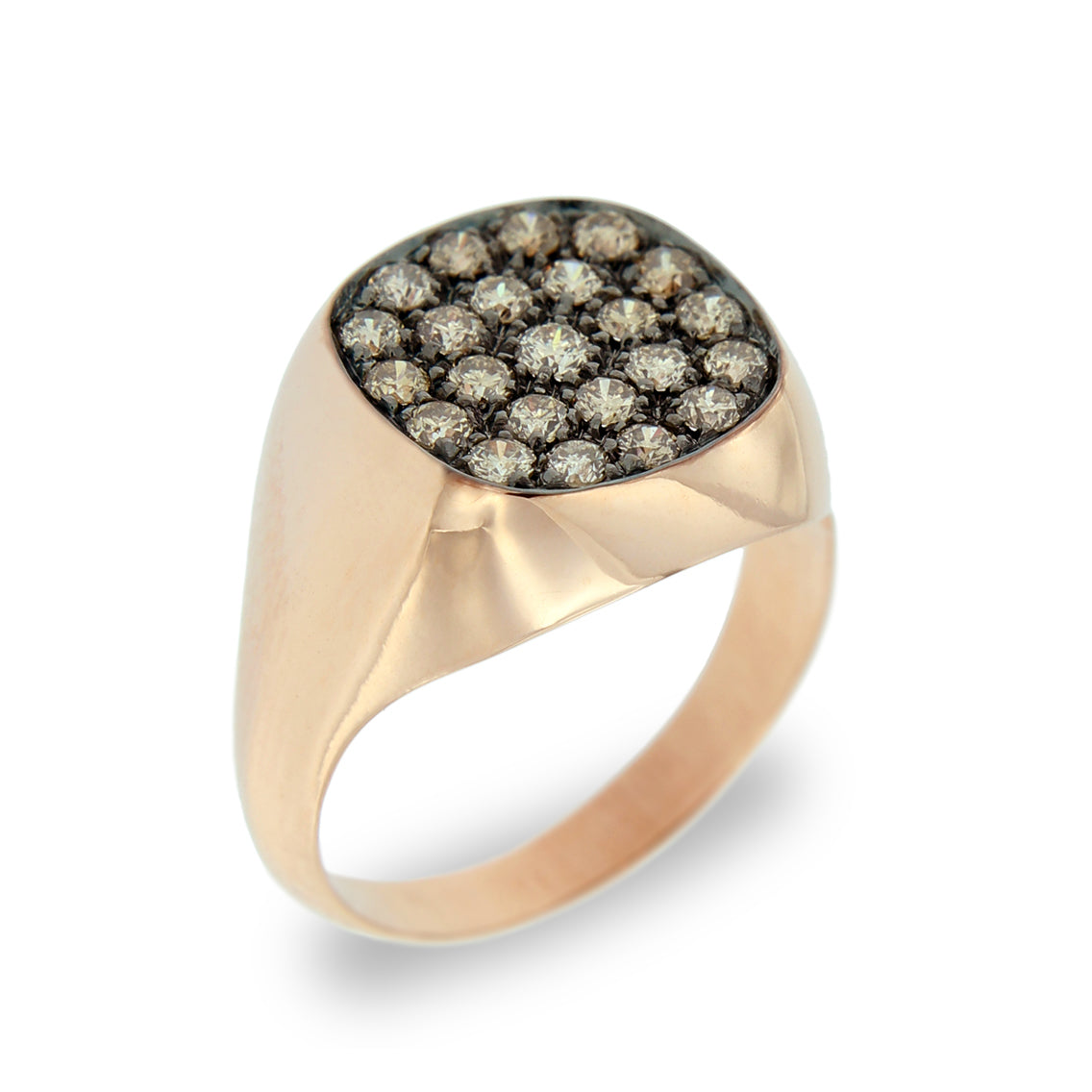Anello da Mignolo in Oro Rosa con Diamanti Brown
