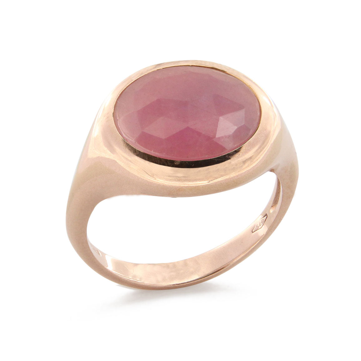 Anello Chevalier in Oro Rosa con Zaffiro Rosa Naturale