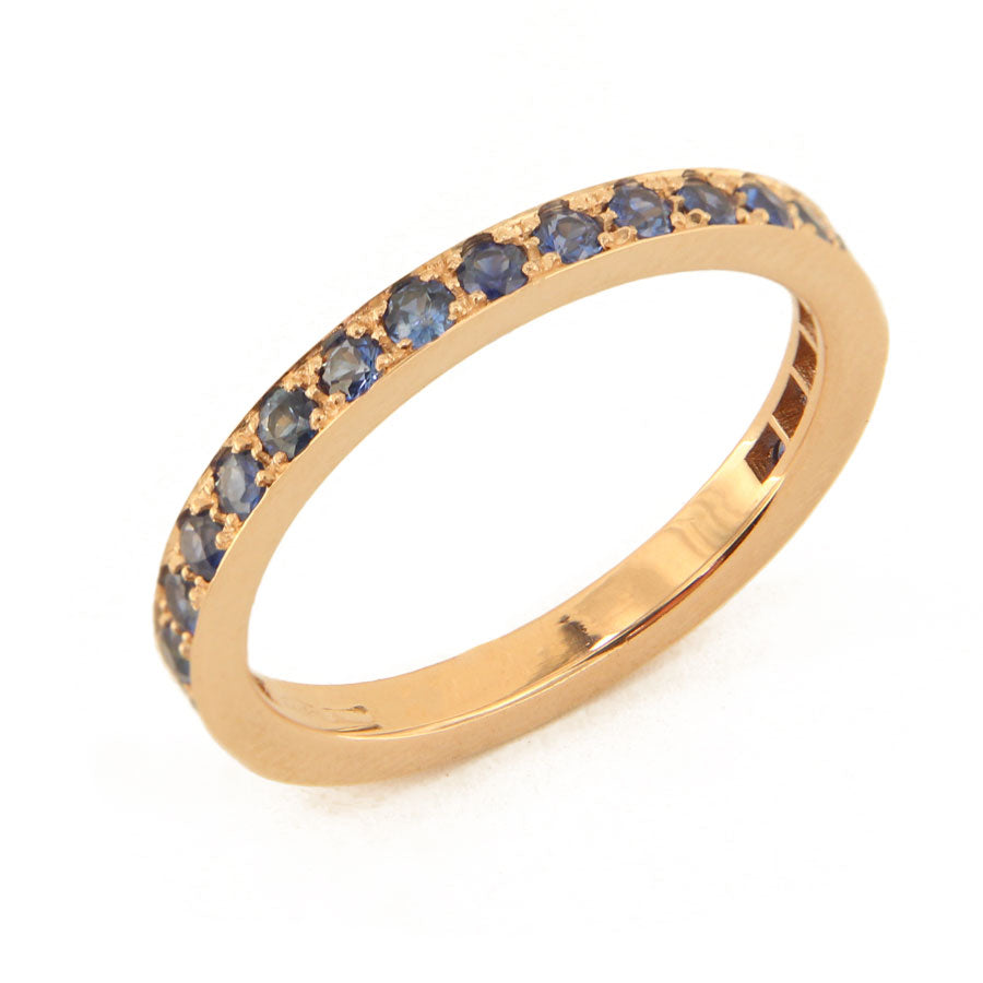 Anello riviere in oro con zaffiri blu