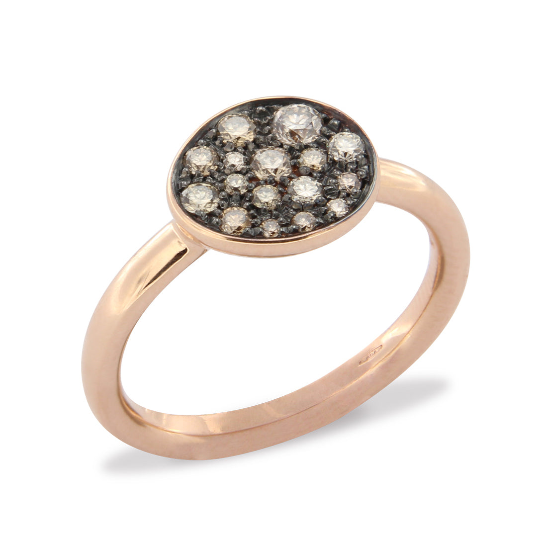 Pavé Anello Mid in Oro Rosa e Diamanti Brown