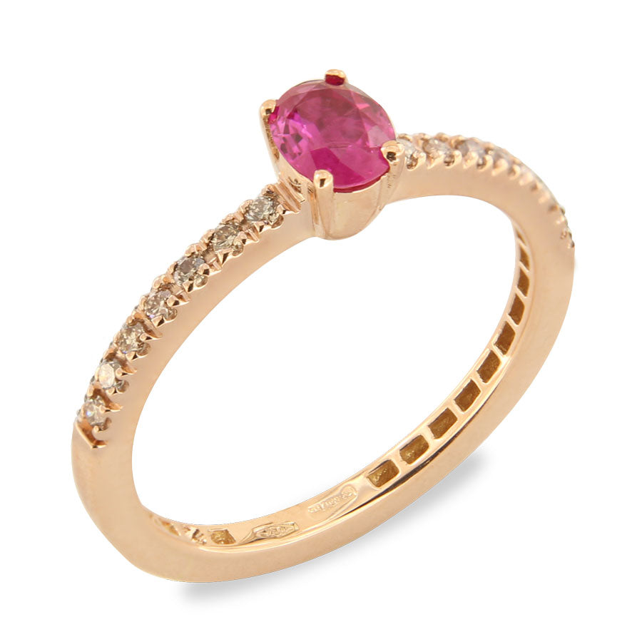 Riviére in Oro Rosa con Rubino Naturale e Diamanti Brown