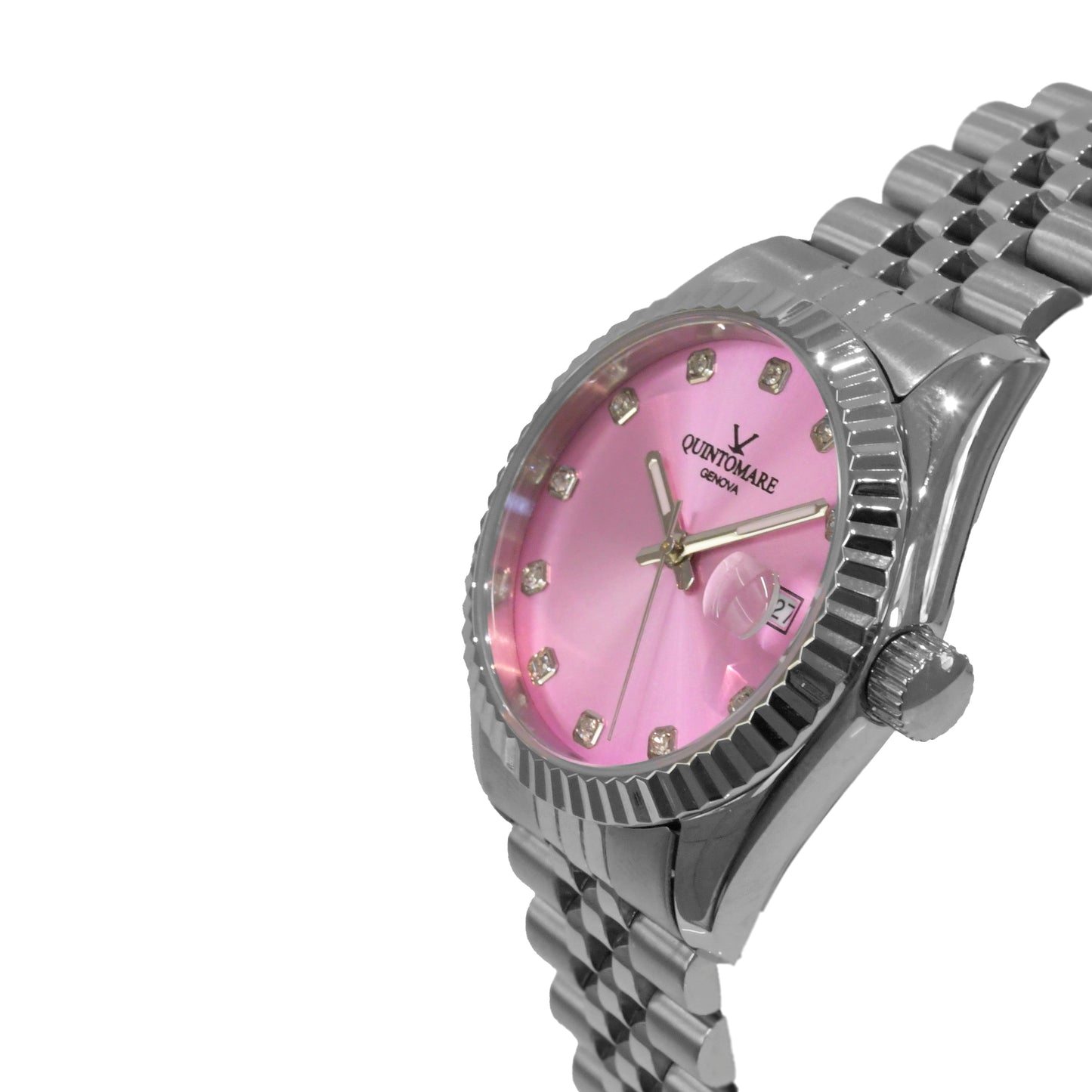 Orologio QuintoMare Datejoy Pink & Crystal
