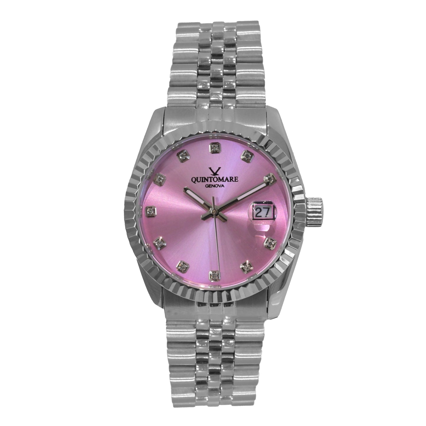 Orologio QuintoMare Datejoy Pink & Crystal