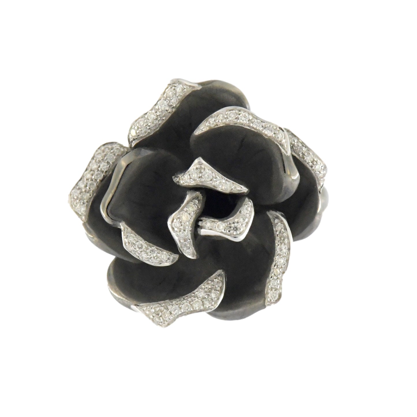 Anello Annamaria Cammilli Rosa nera in Oro con Brillanti