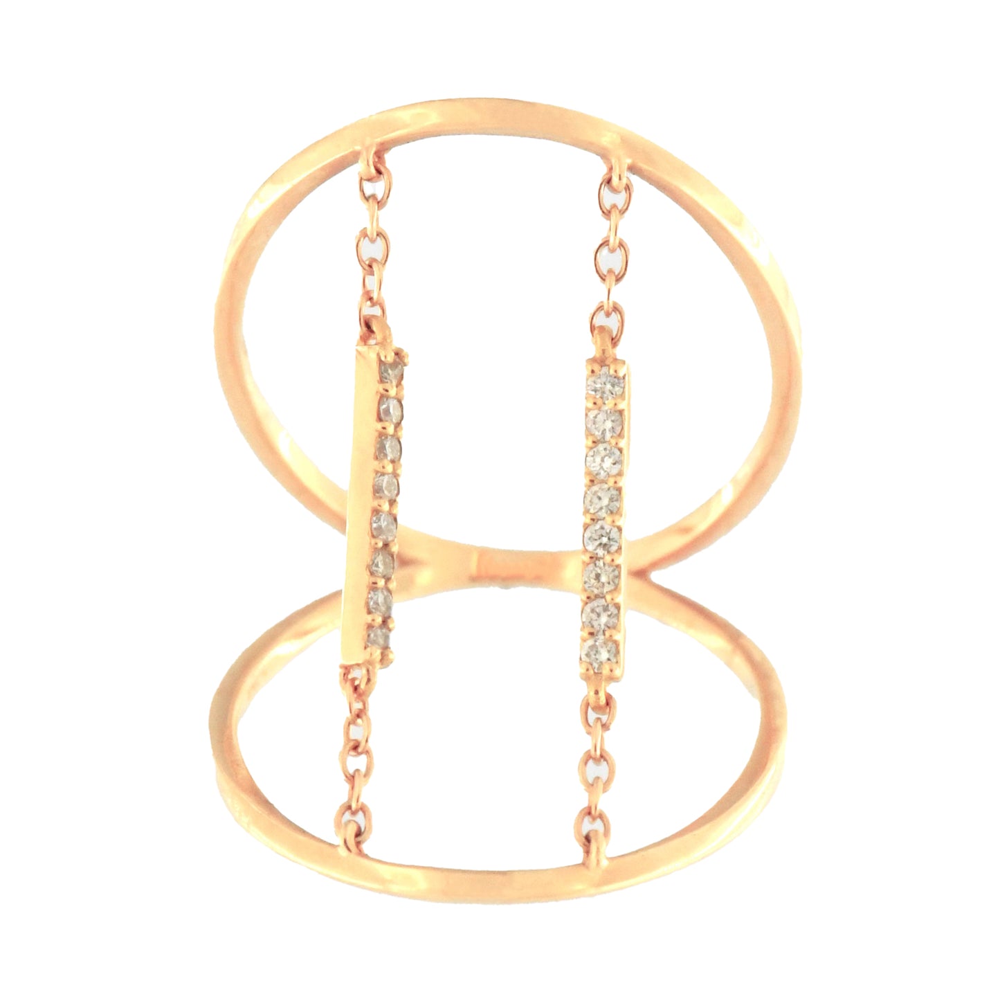Anello Double in Oro Rosa con Diamanti