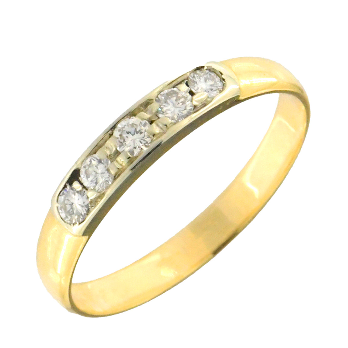 Anello Riviére in Oro Giallo con Diamanti Naturali