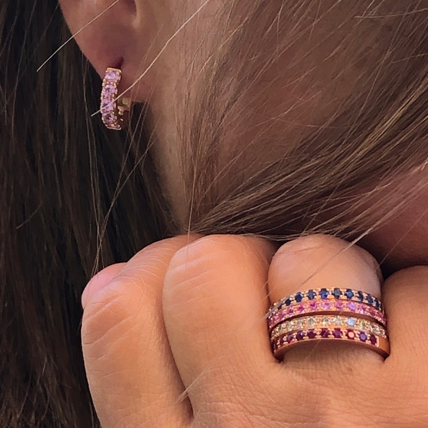 Riviere in oro con zaffiri rosa
