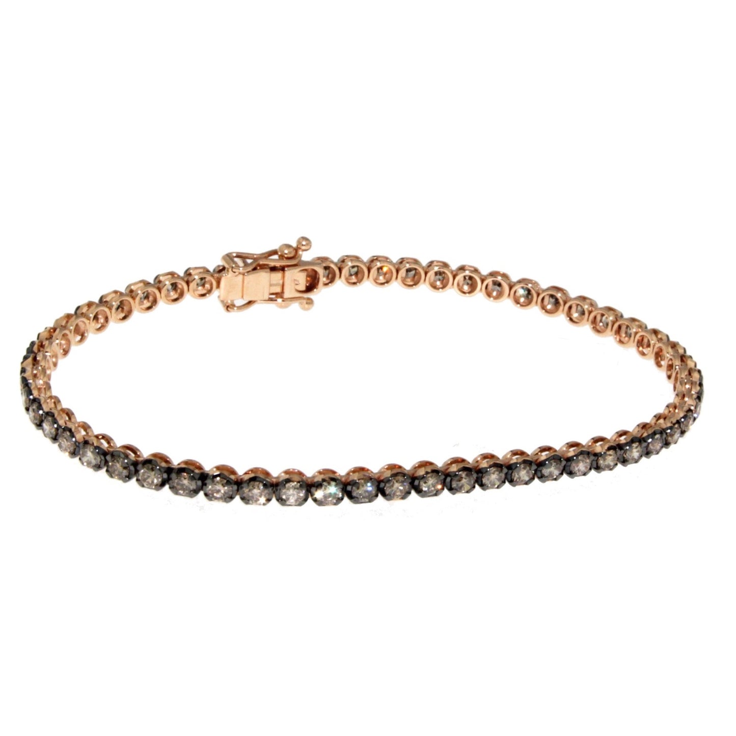 Bracciale Tennis in Oro Rosa con Diamanti Brown