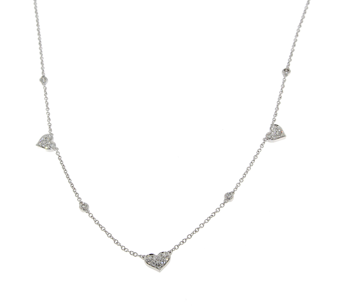 Collana a Cuori in Oro Bianco e Diamanti
