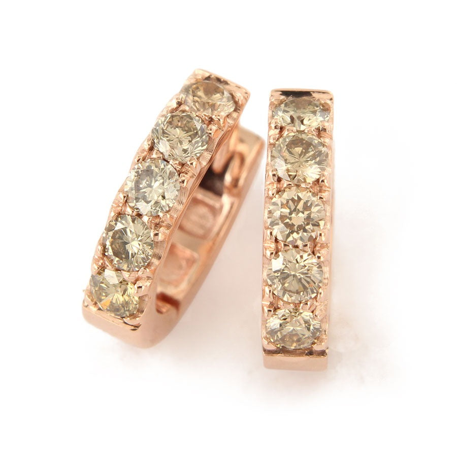 Orecchini in Oro Rosa a Cerchio con Diamanti Brown