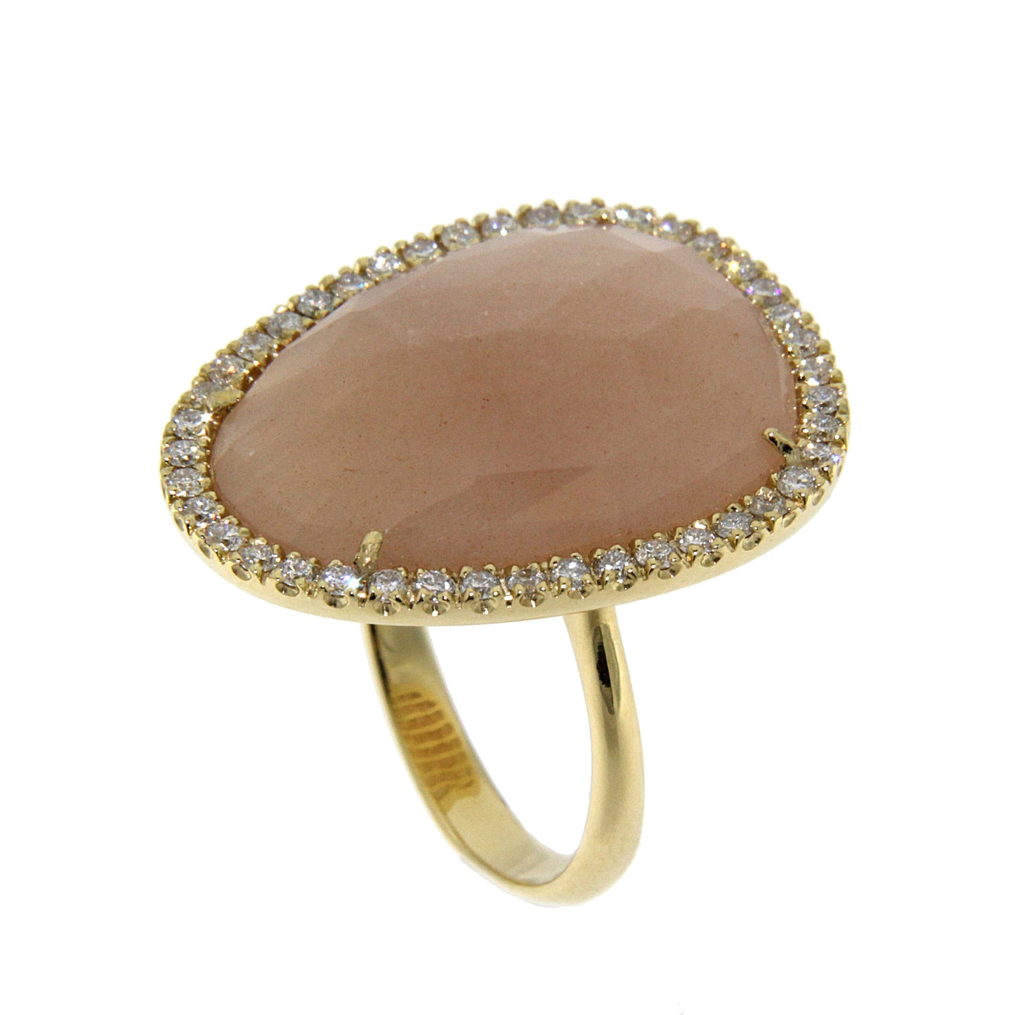 Anello in Oro con Pietra Peach Moon e Diamanti Naturali