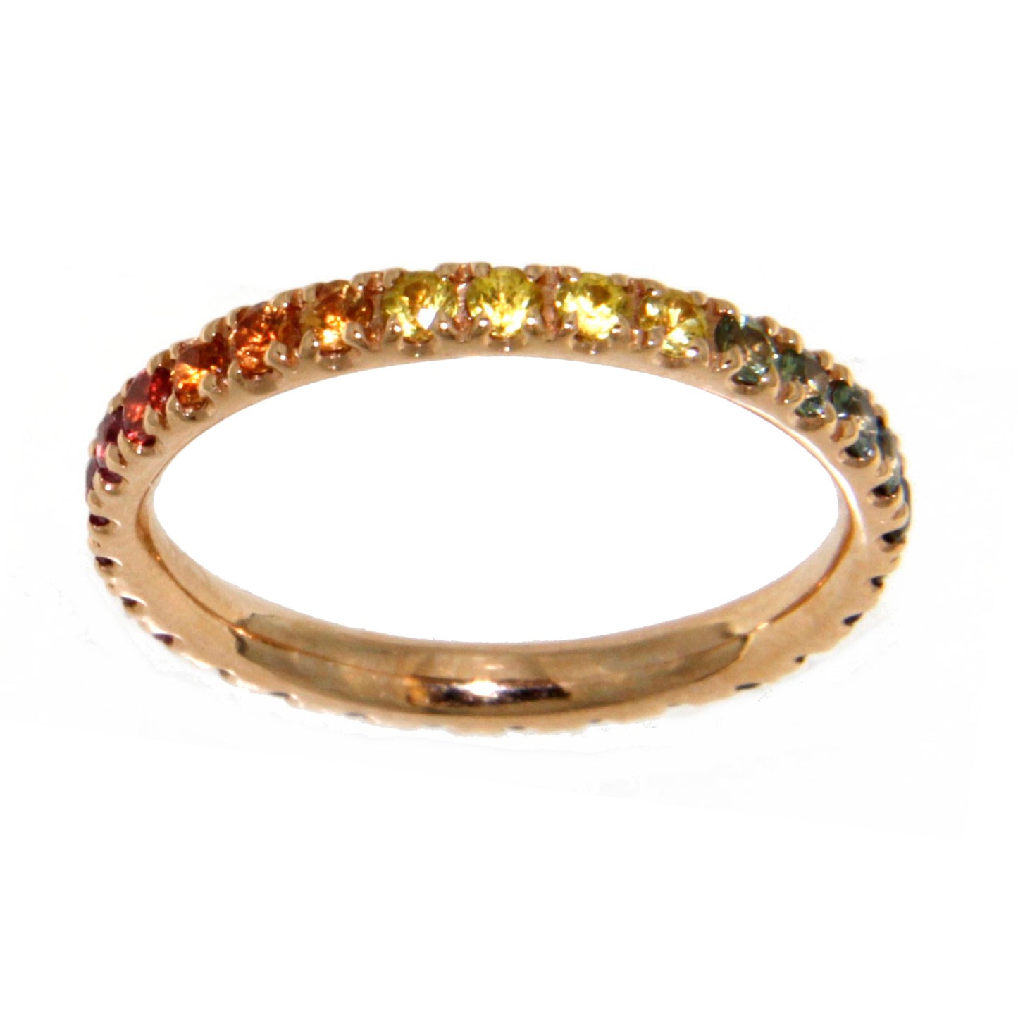 Anello Eternity Rainbow in Oro Giallo e Zaffiri Multicolor