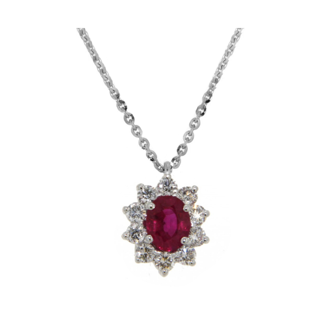 Collana Margherita in Oro con Rubino e Diamanti