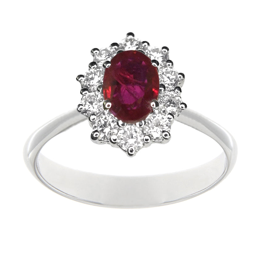 Anello Kate in Oro Bianco con Rubino e Diamanti Naturali