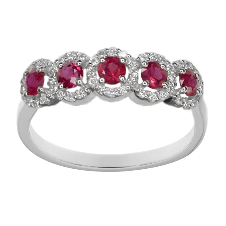Anello Riviere con Rubini e Diamanti Naturali