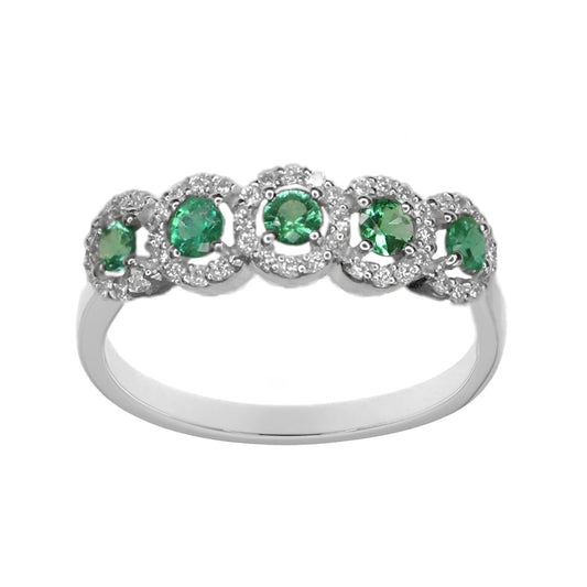Anello Riviere con Smeraldi e Diamanti