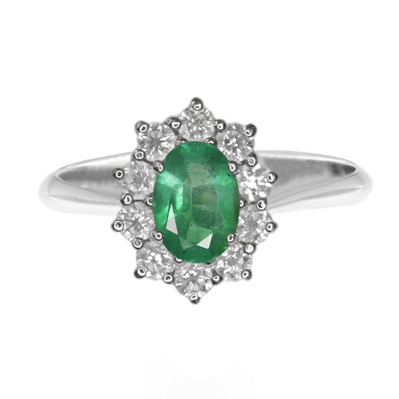 Anello Kate in Oro Bianco con Smeraldo e Diamanti Naturali