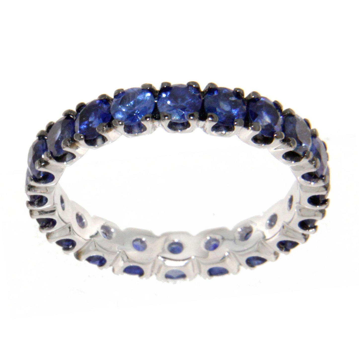 Anello Eternty in Oro Bianco e Zaffiri Blu Naturali