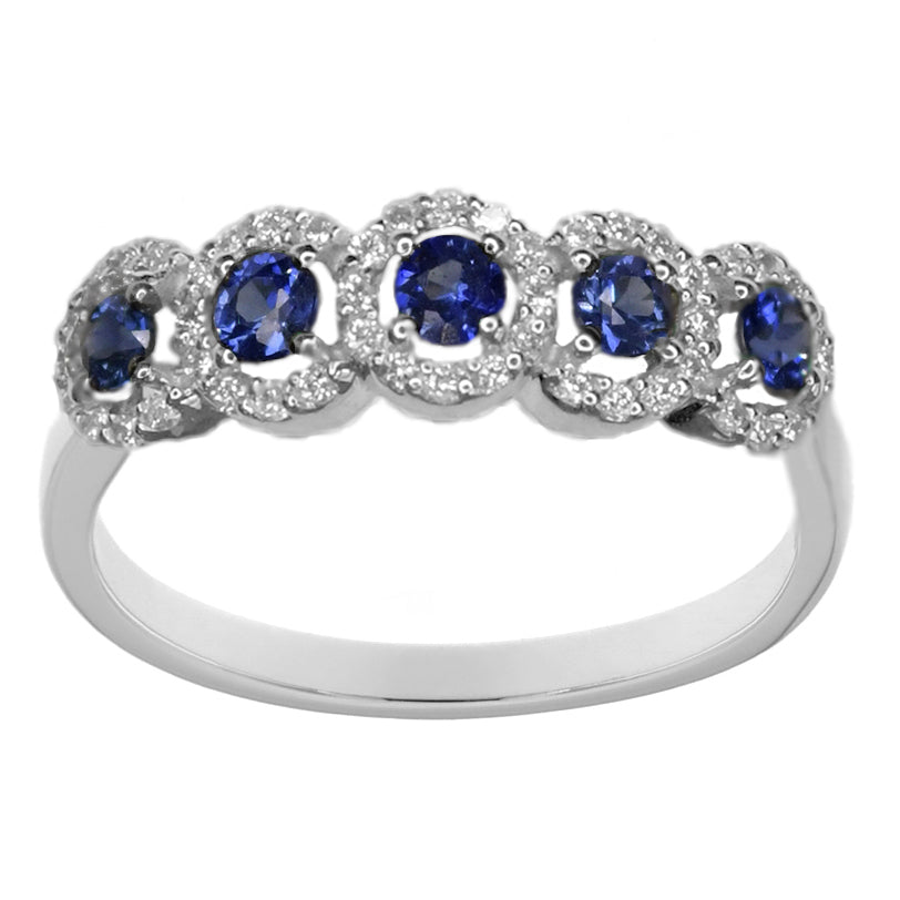 Anello Riviere con Zaffiri e Diamanti Naturali