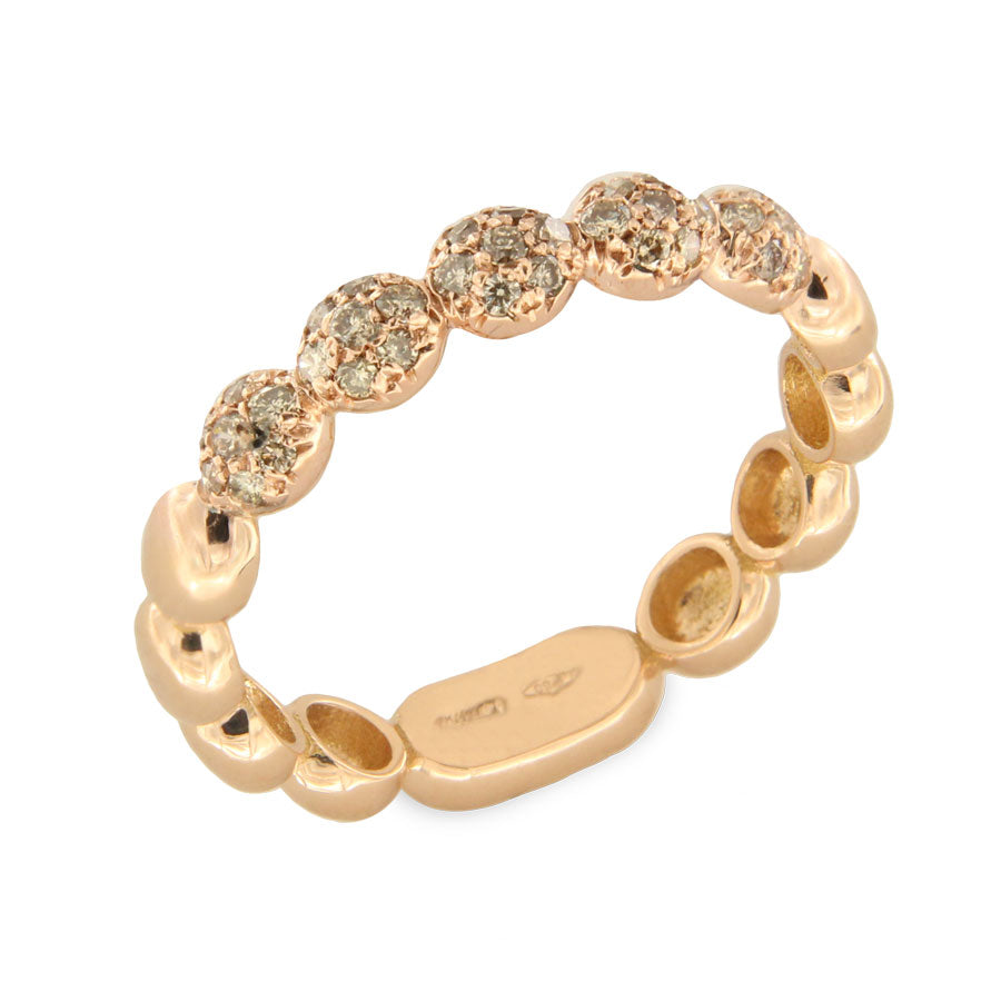 Fede a Veretta in Oro con Pavé di Diamanti Brown