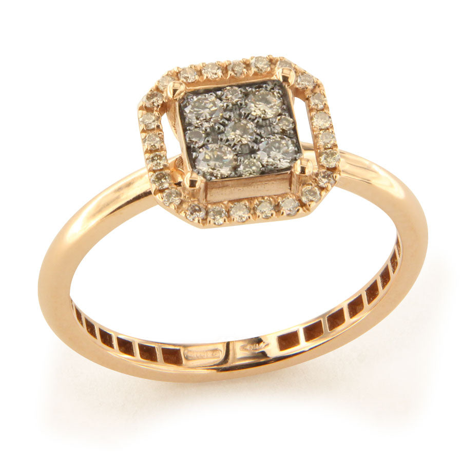 Anello Pavé Vintage in Oro con Diamanti e Diamanti Brown