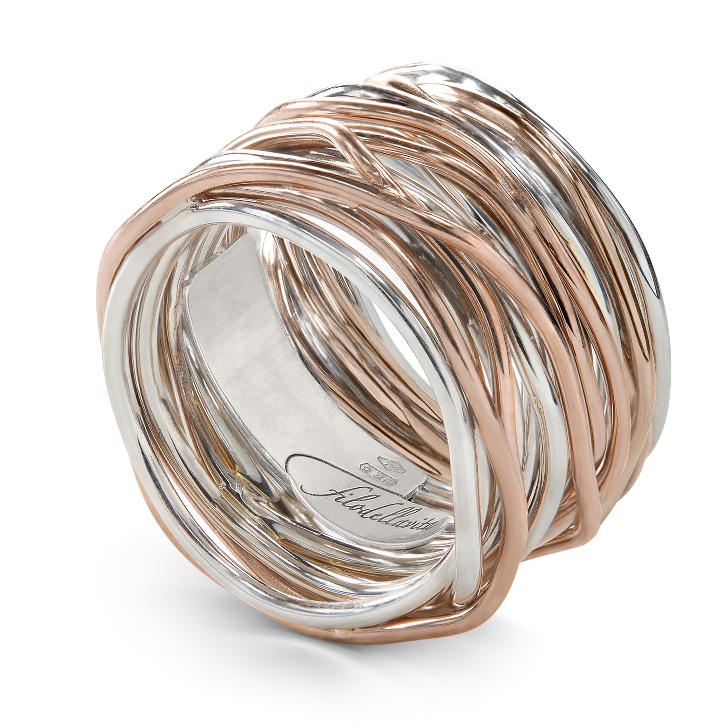 Anello FilodellaVita Classic - 22 fili Oro Rosa - Argento/Palladio