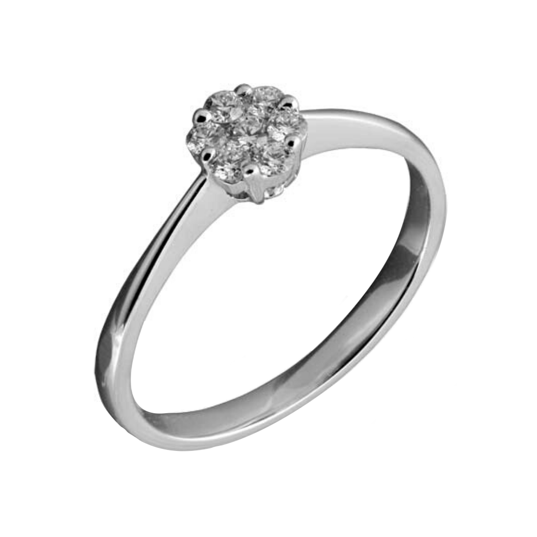 Anello Flower Multipietra in Oro Bianco con Diamanti