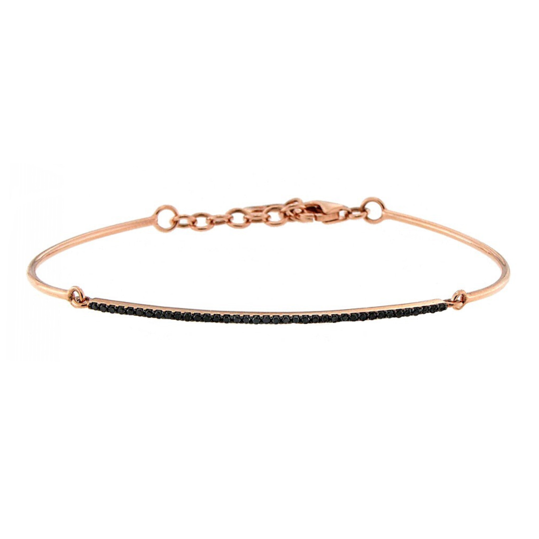 Bracciale Tennis Rigido in Oro con Diamanti Neri