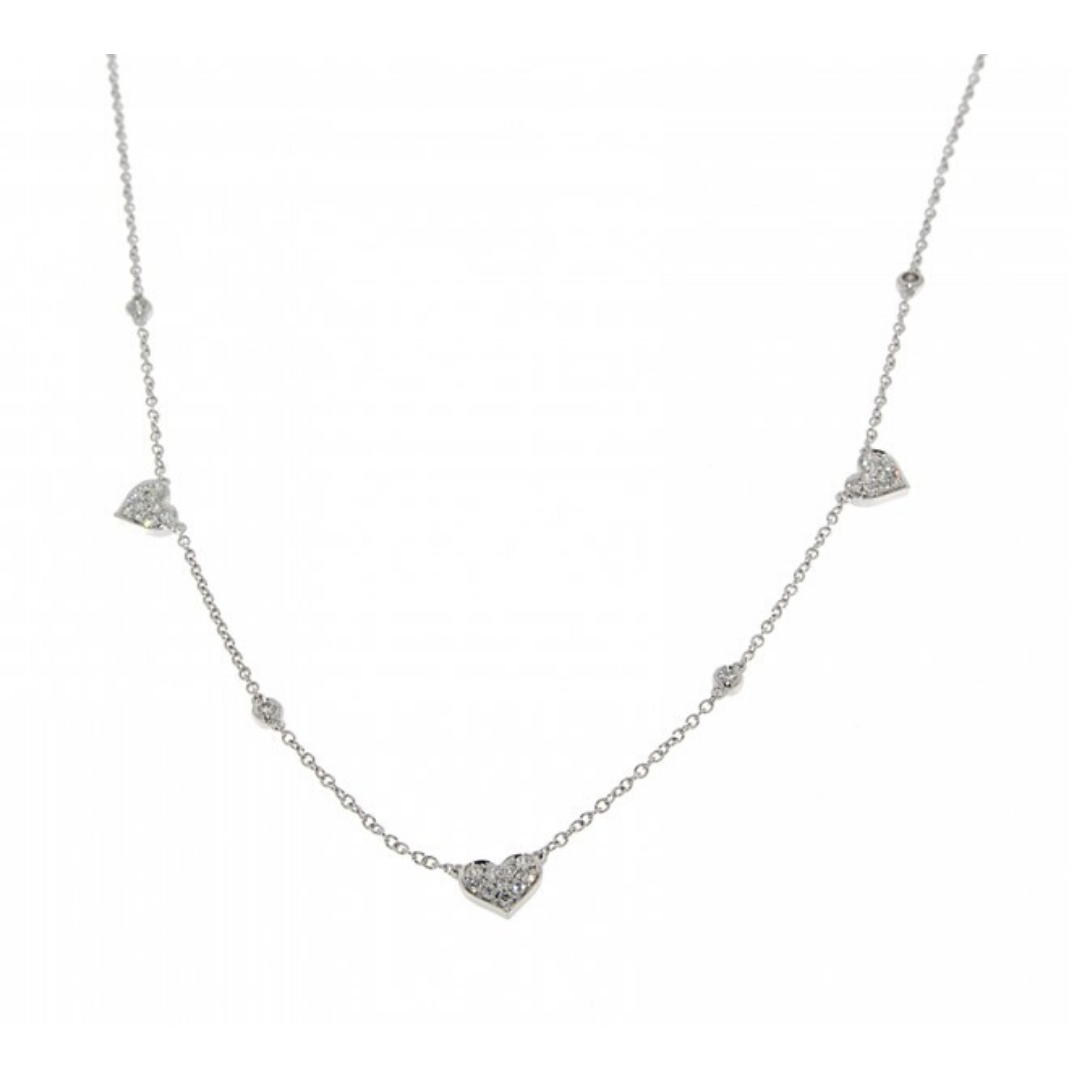 Collana a Cuore in Oro Bianco con Diamanti Naturali