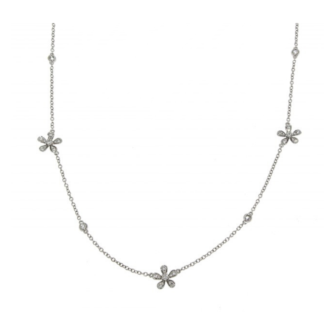 Collana Flowers in Oro Bianco e Diamanti