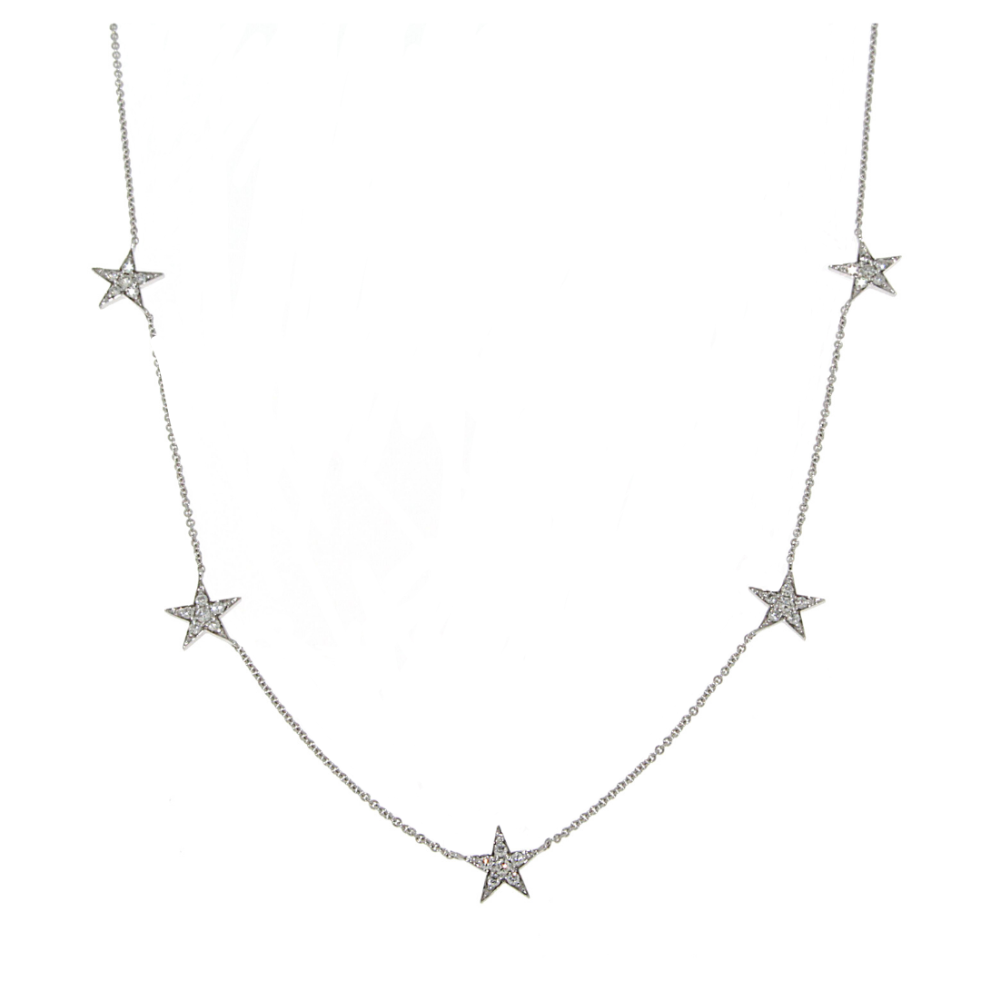 Collana a Stelle in Oro Bianco e Diamanti Naturali