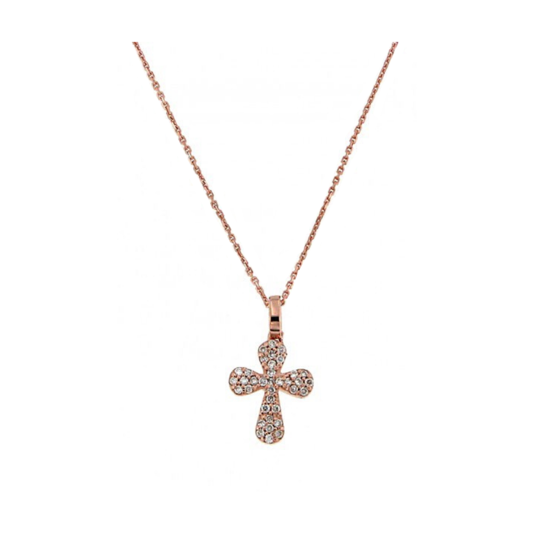 Collana Pavé Croce in Oro con Diamanti Naturali