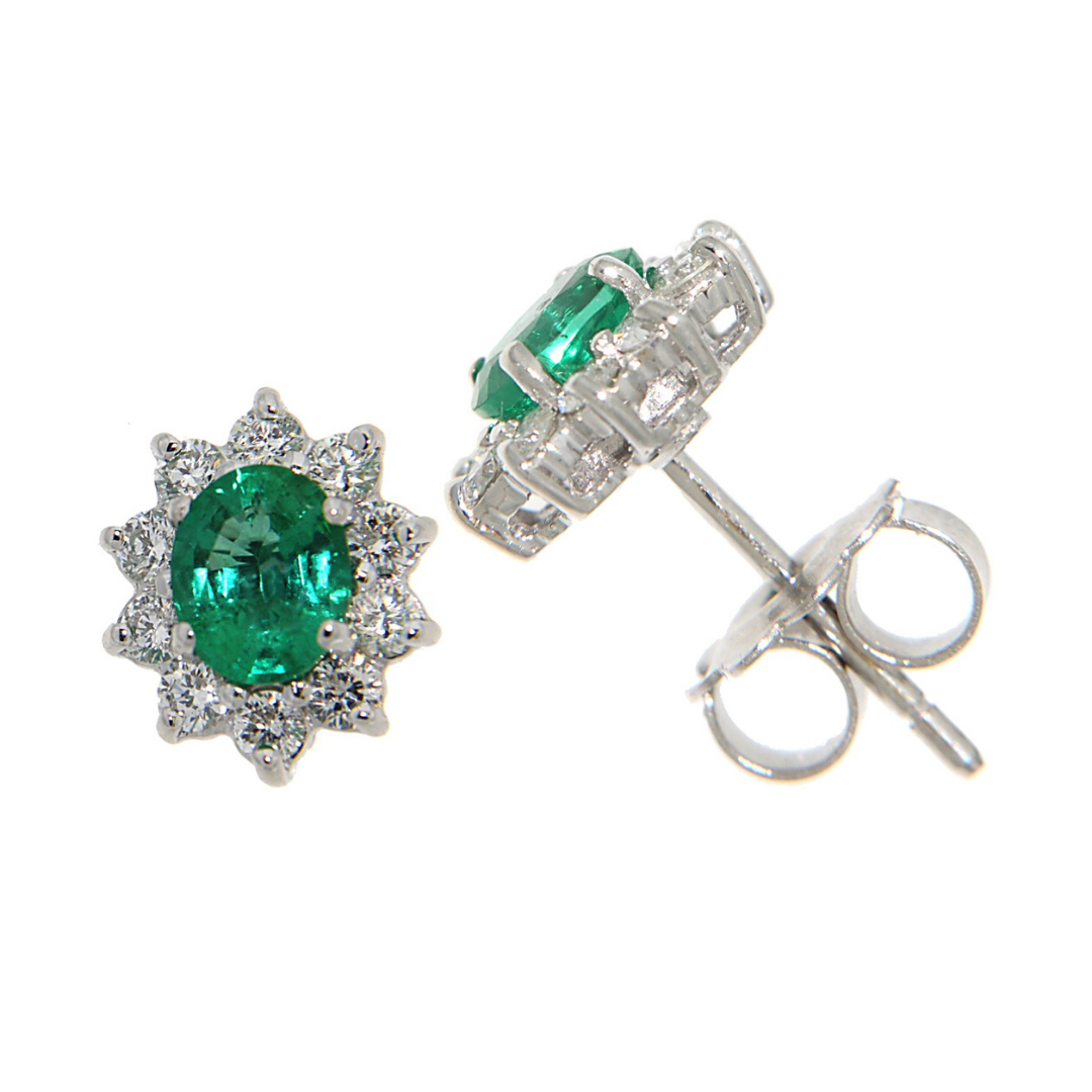 Orecchini Margherita in Oro con Smeraldo e Diamanti