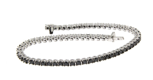 Bracciale tennis in oro con diamanti neri