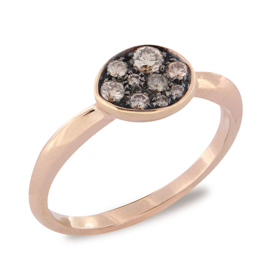 Anello Mini Pavé in Oro Rosa con Diamanti Brown