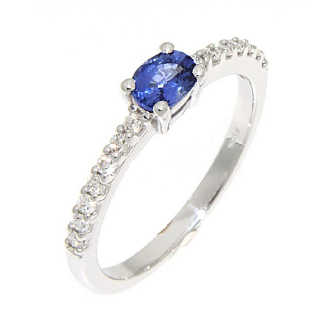 Anello in Oro con Zaffiro e Diamanti